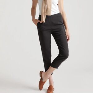 ✨ Quince Black Stretch Crepe Ankle Pants Pleated Office Work Slacks Large